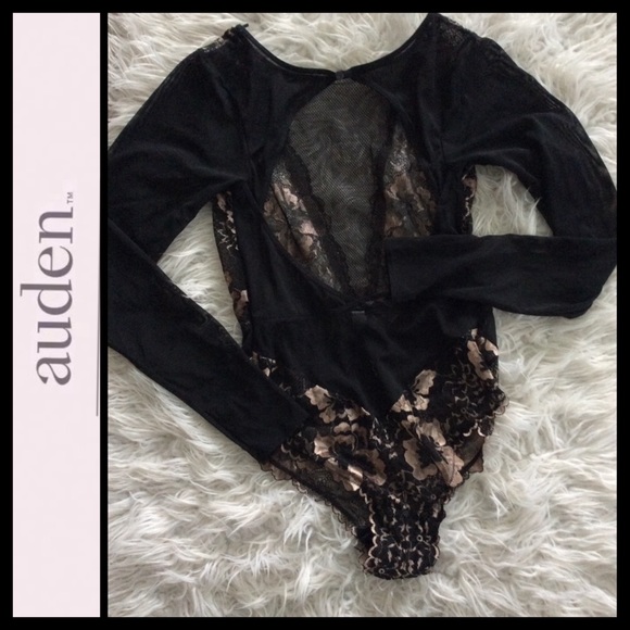 NWOT Auden Floral Lace Mesh Bodysuit - Picture 3 of 8